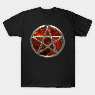 Fire Fractal Pentagram Pentacle Wicca T-Shirt